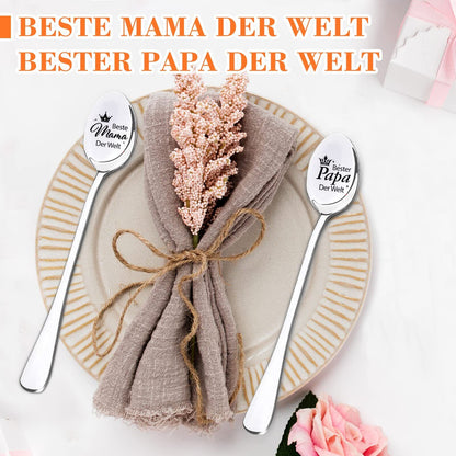 Mama und Papa Geschenke 2 Löffel mit Gravur Beste Mama und Bester Papa Der Welt