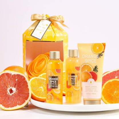 Geschenkset für Frauen Bade Wellness Set für Spa Entspannung mit Orangenduft