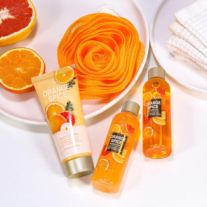 Geschenkset für Frauen Bade Wellness Set für Spa Entspannung mit Orangenduft
