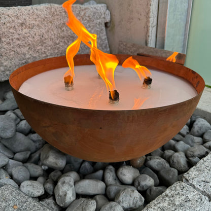 Schwabenfire XXL Outdoorkerze mit Dauerdocht in Edelrost Metallschale kerzendeko Geburtstagsgeschenk für Frauen große Outdoor