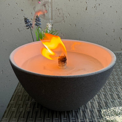 Schwabenfire Terrakotta Outdoorkerze Anthrazit – Elegante Dauerdocht Gartenkerze, Ideal als Frauengeschenk, Ø 23 cm große outdoor kerzen