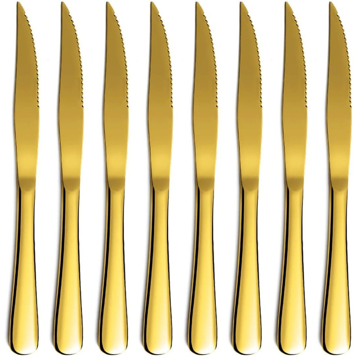 Goldenes Steakmesser Set 8 Stück Edelstahl Spülmaschinenfest