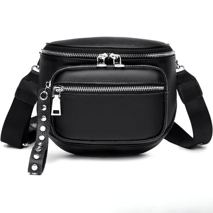 Schwarz Leder Crossbody Damen Umhängetasche Sattel Design Modisch