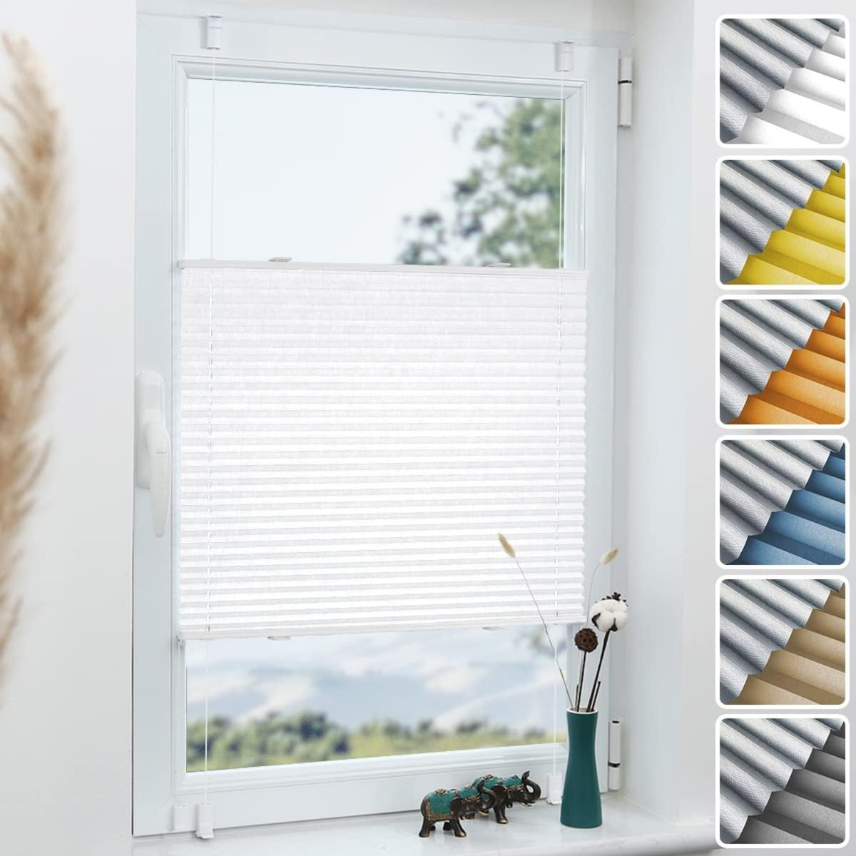 Plissee ohne Bohren Verdunkelung für Fenster Thermo 80x230cm