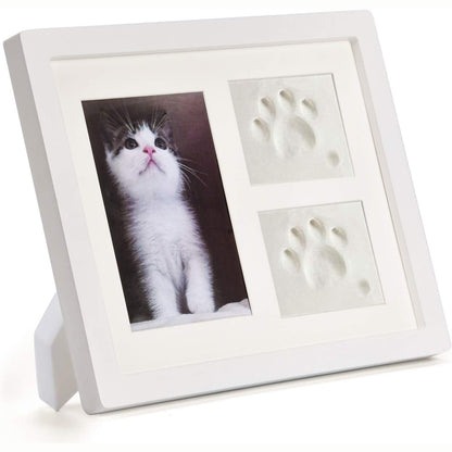 TierLieb Weißer Bilderrahmen & Pfotenabdruckset 3D Gipsabdruck Haustier Memorial