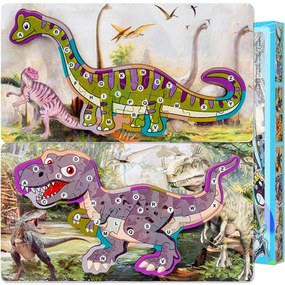 Montessori Dino Puzzle Holz 26Teile Lernspiel ab 2 Jahre