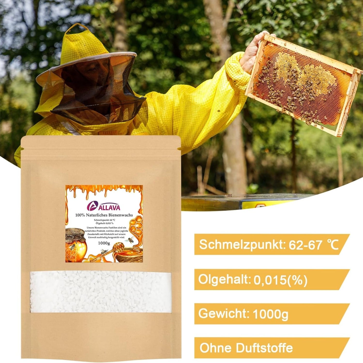 Bienenwachs Pastillen 1000g Weiß Kerzenwachs Bio DIY kerzen
