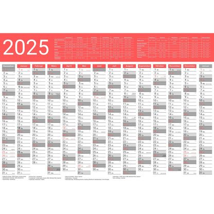 Kalender 2025 Wandkalender groß | Familienkalender | Jahreskalender 97x67 cm | Inkl. Feiertage nach Bundesländern | Wochenplaner
