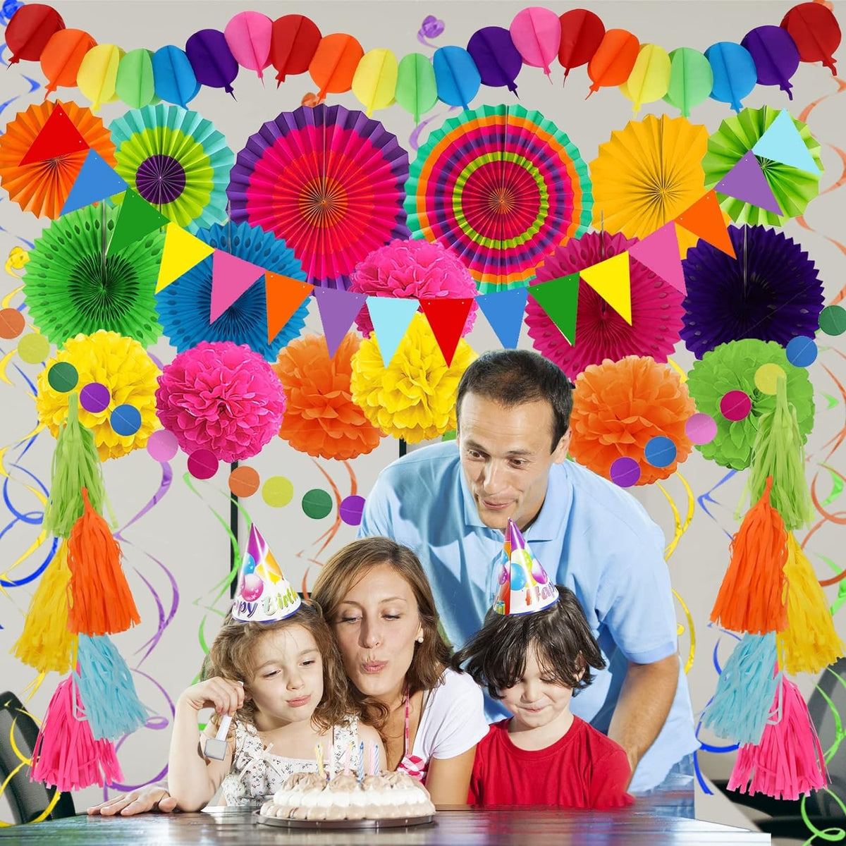 Mexikanische Party Deko 41 Stück Mehrfarbig Papier Girlande