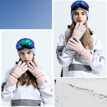 Touchscreen Winterhandschuhe Damen Rosa Wasserdicht Snowboard Warm Muster