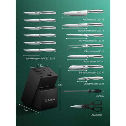 Premium Messerblock mit Messer Holzgriff Messer Set 16-TLG