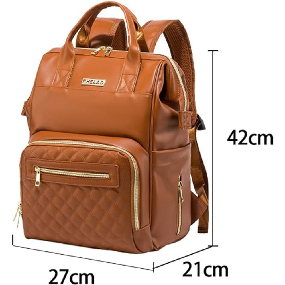 Baby Wickeltasche Rucksack PU Leder Wasserdicht Multifunktional Braun