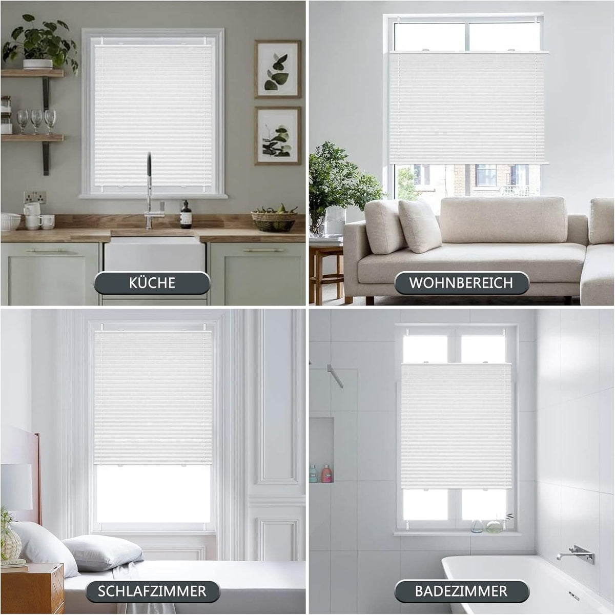 Plissee ohne Bohren Verdunkelung für Fenster Thermo 80x230cm
