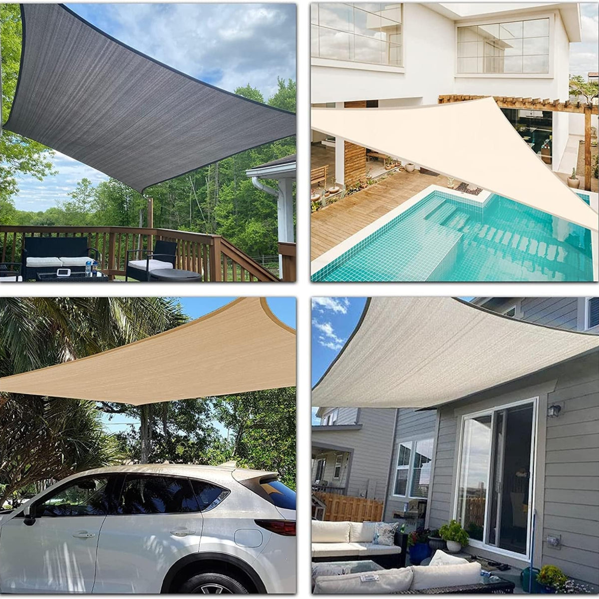 XL Sonnensegel Wasserdicht 3x4m Rechteckig UV Sonnenschutz