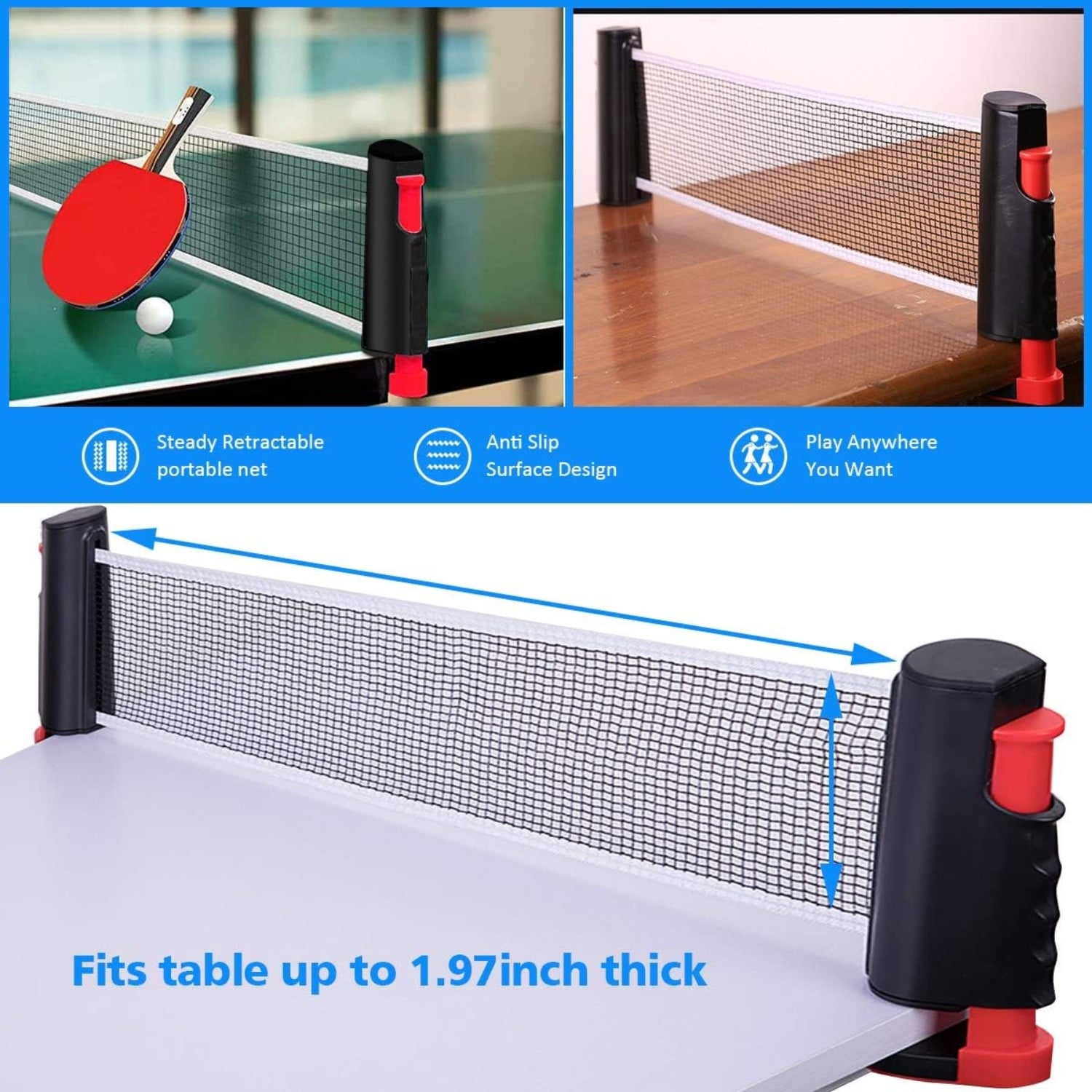 Tischtennisschläger Set Tischtennisnetz 2 Schläger 6 Bälle