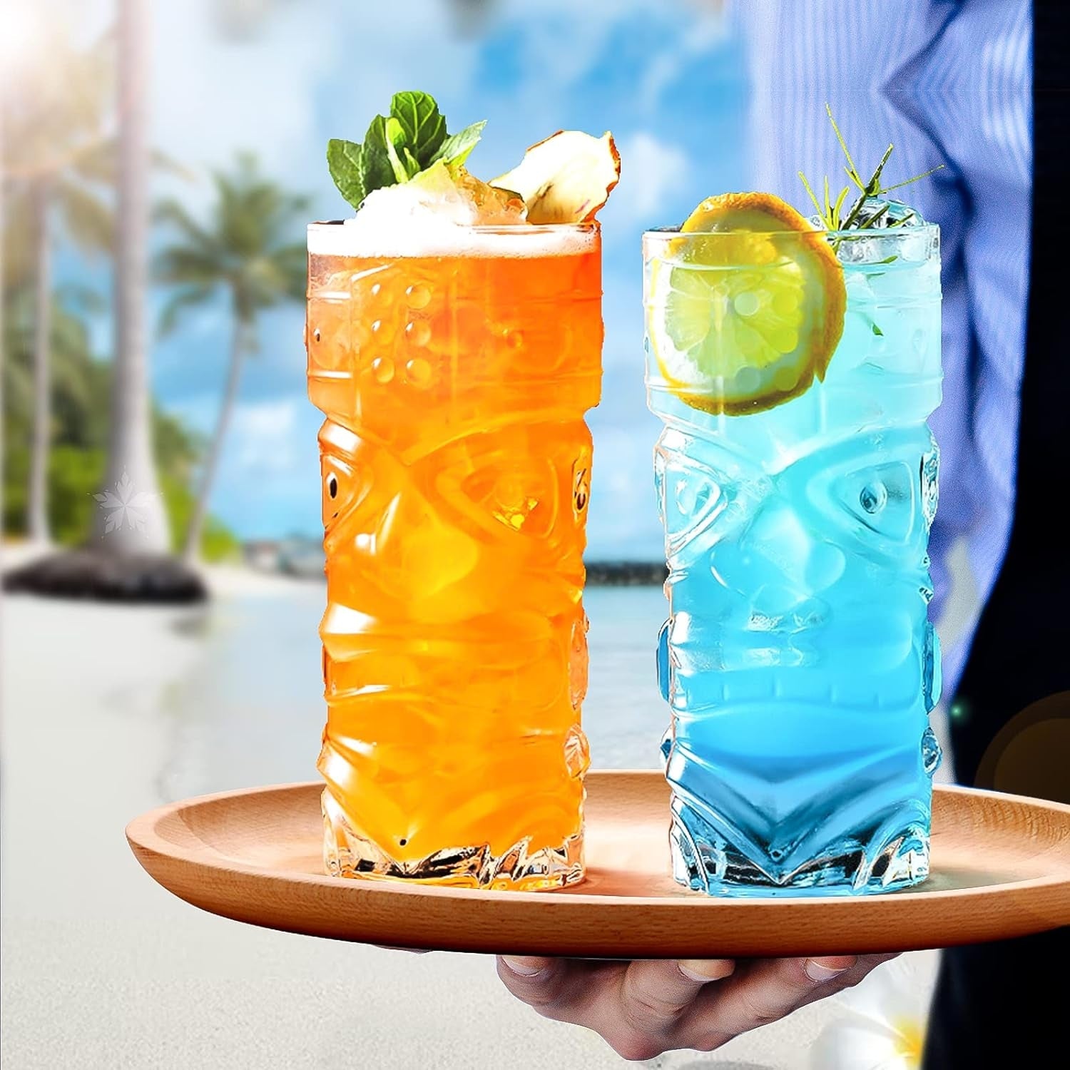 Tiki Longdrinkgläser 6er Set 400ml Lustige Cocktailgläser