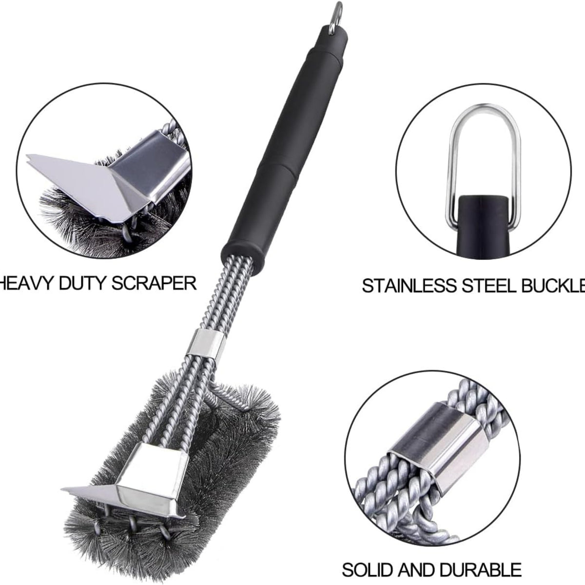 Grillbürste mit Schaber Edelstahl Langer Griff Grill Zubehör