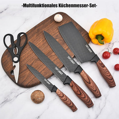 Premium Messerblock mit Messer Holzgriff Messer Set 6 tlg