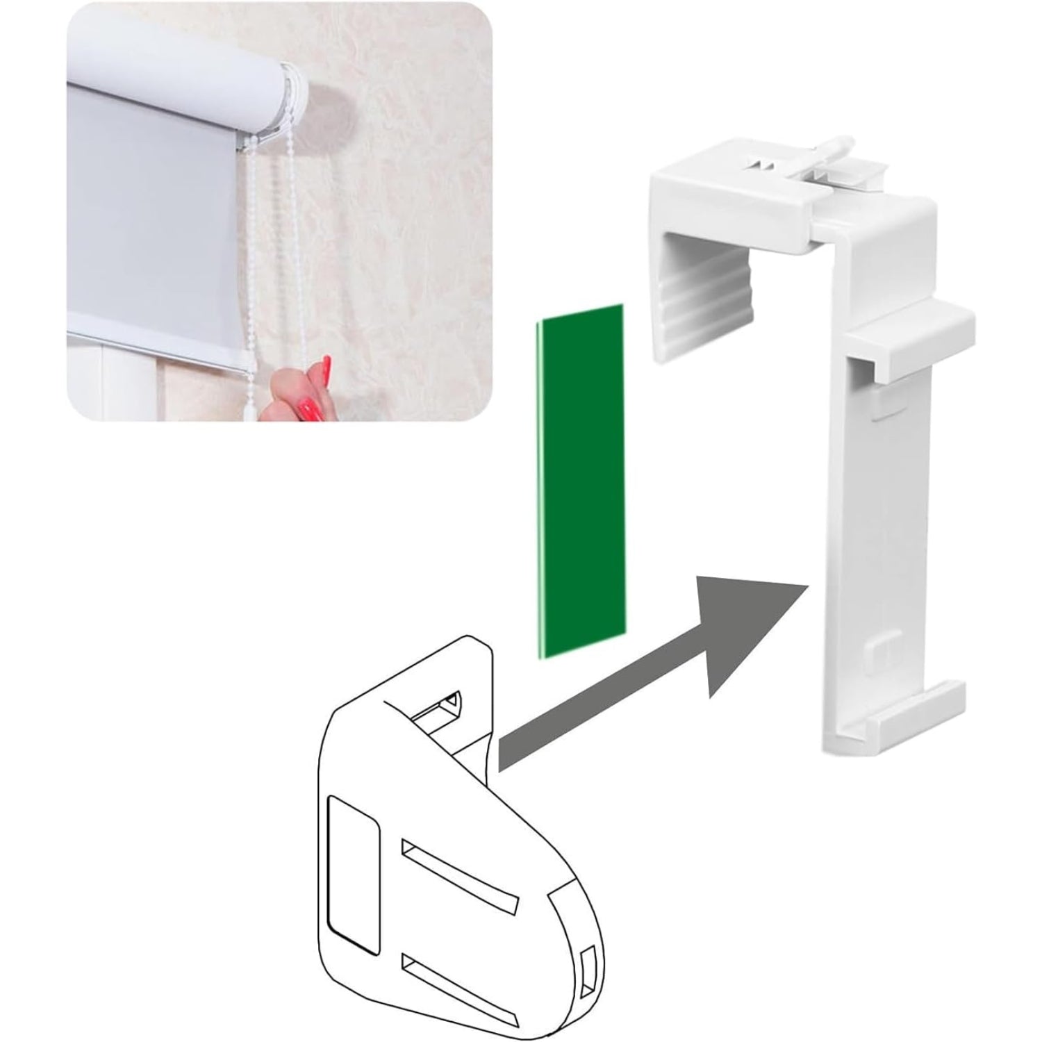 8 Stück Klemmhalter für Klemmfix Doppelrollo ohne Bohren