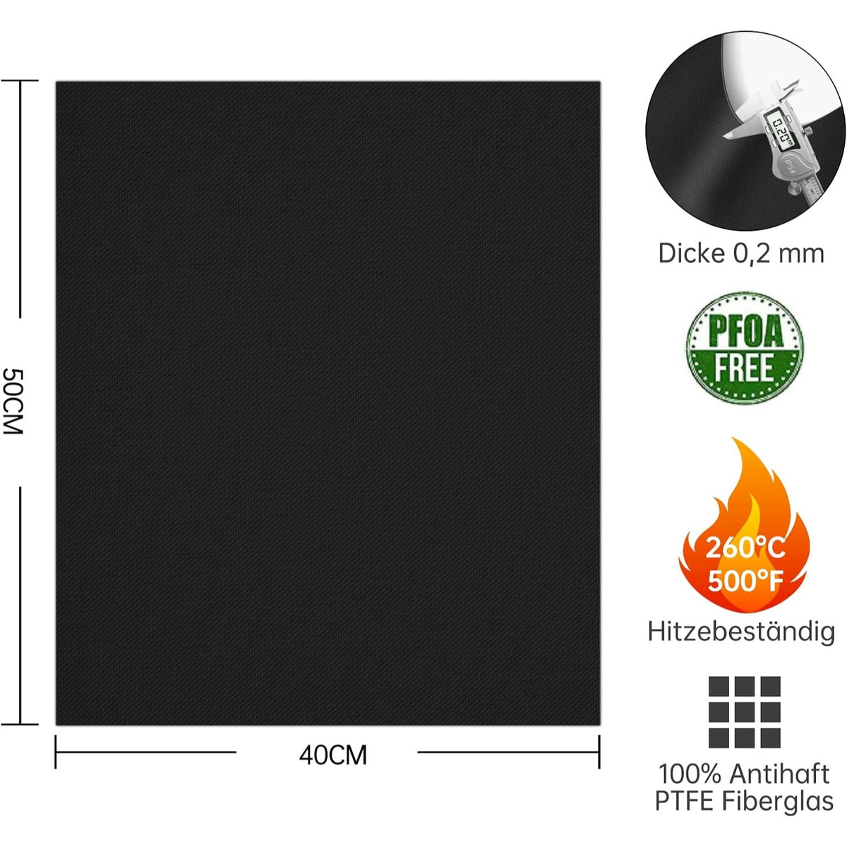 XL Grillmatte für Gasgrill Holzkohle 4er Set 50x40cm Teflon