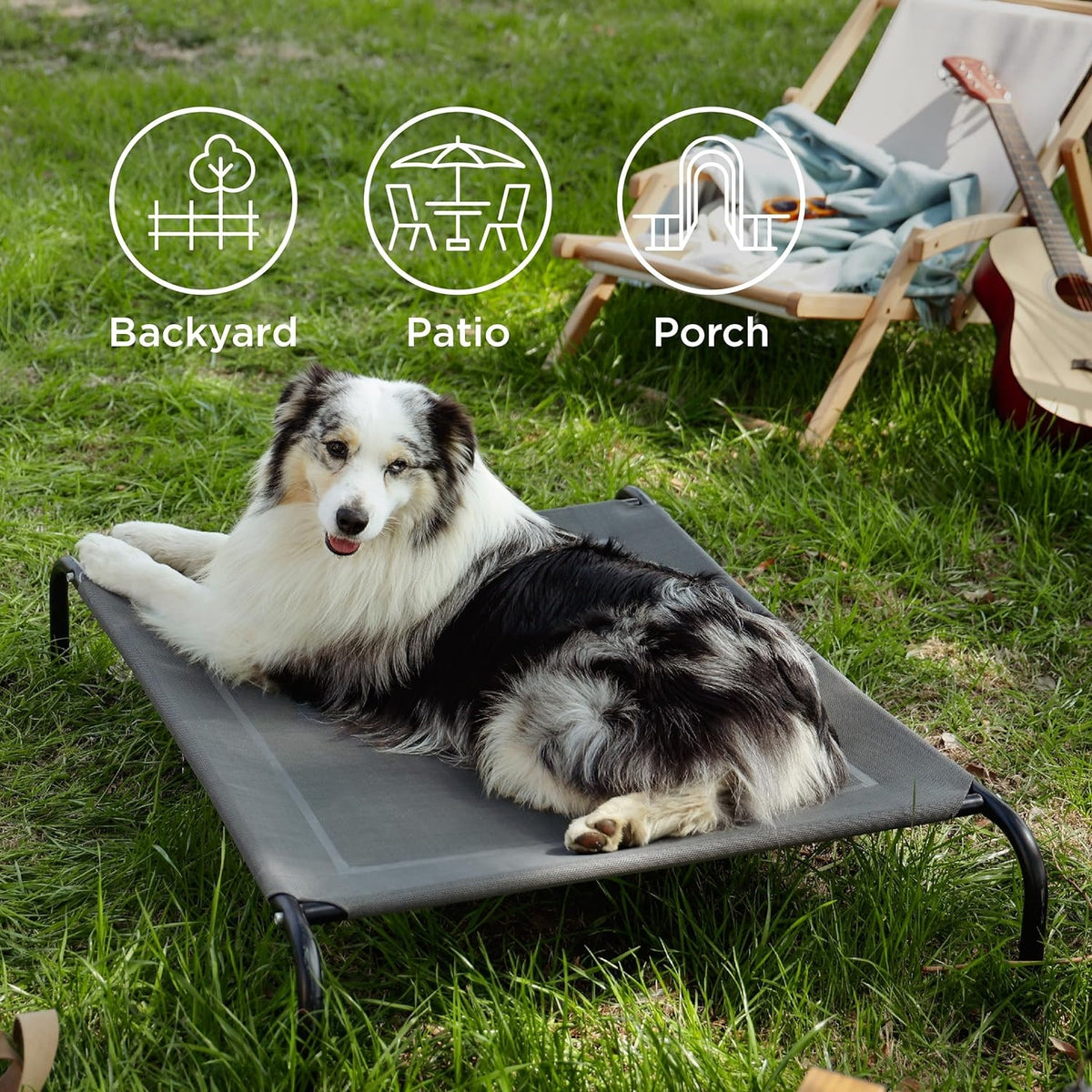 Hochwertige Hundeliege outdoor Grosse Hunde grau 124x90x20cm