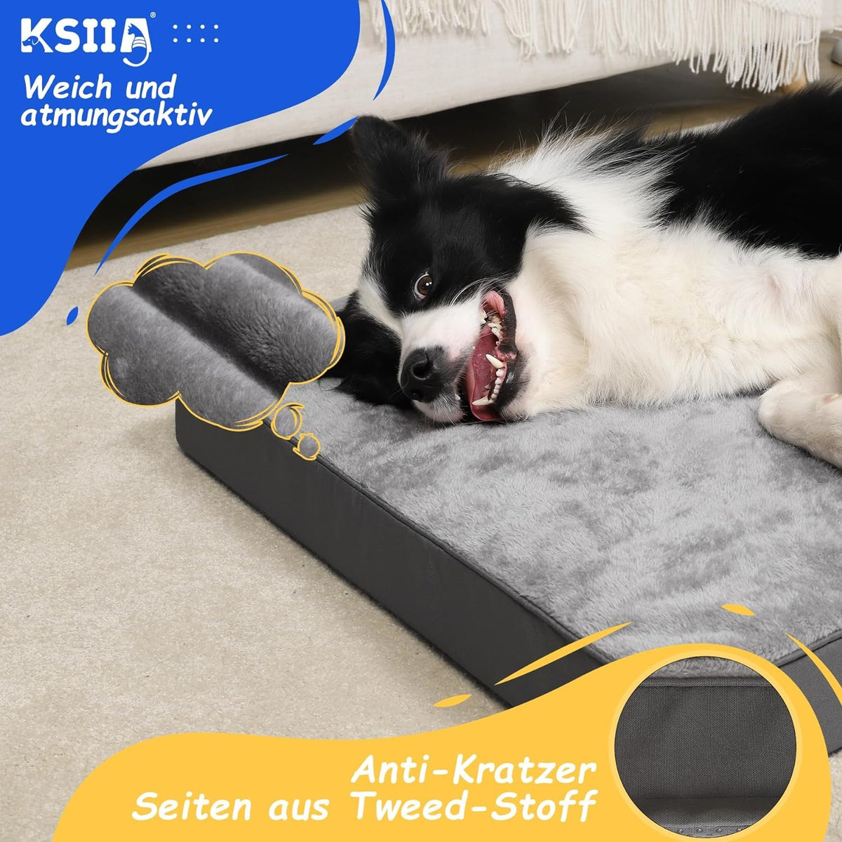 Orthopädisches Hundebett für Große Hunde XL 105x70x8 cm