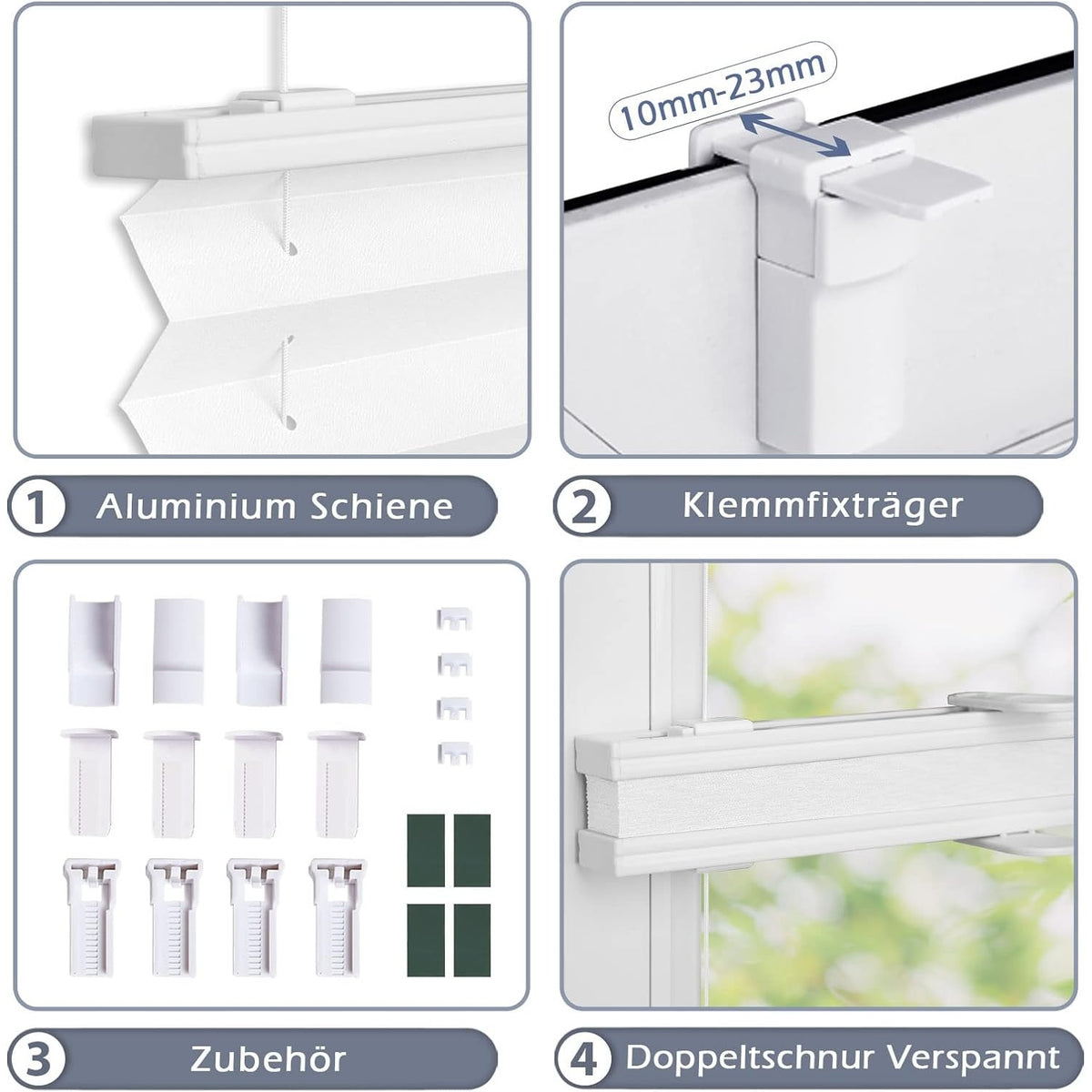 Plissee Klemmfix Jalousie ohne Bohren Rollos 80x120cm
