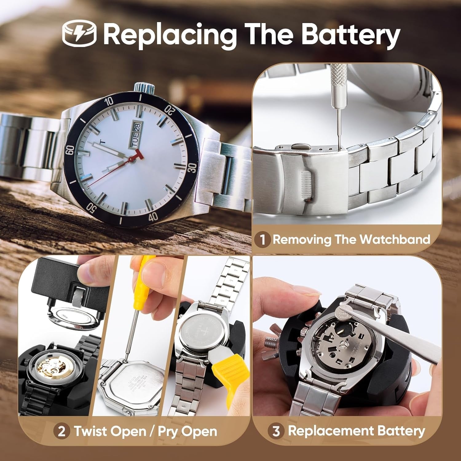 Uhrmacherwerkzeug Set Uhrenwerkzeug Batteriewechsel Uhren Werkzeuge Set Uhr Reparatur Werkzeug mit Uhrenöffner Federstegwerkzeug Uhren Schraubendreher