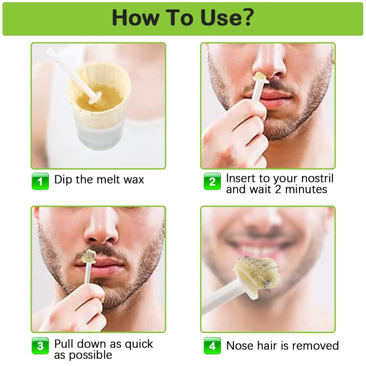 Nasenwachs Set Nose Wax Kits für Männer und Frauen mit 100g Nasenhaarwachs 20 Applikatoren 10 Holzapplikatoren 10 Behälter und Schnurrbartschablonen