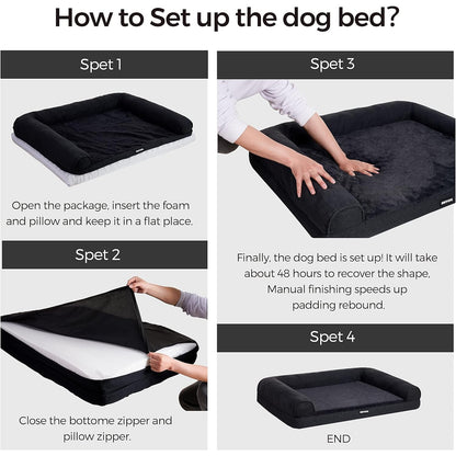 Orthopädisches Hundebett kleine Hunde Hundezubehör Hundebett Hundesofa hohen Rand Hundekissen Hundekorb waschbar Grosse Hunde Mittelgroße Hunde grau