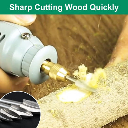 Holzschnitzwerkzeug 5 Stück HSS Gravierwerkzeug Holz Fräser Set für Rotationswerkzeuge Zubehör mit 3mm Schaft für Holz Schnitzen Bohren DIY Handwerk