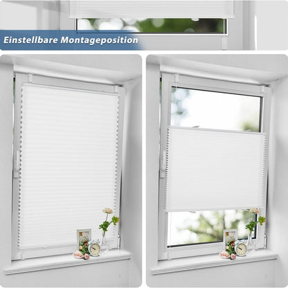 Plissee ohne Bohren Rollos ohne Bohren 120x120cm Klemmfix Plisseerollo Blickdicht und lichtdurchlässig Faltrollo Sichtschutz Rollo für Fenster und Tür