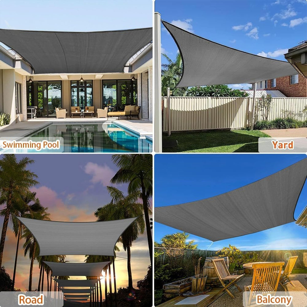 Sonnenschutz Sonnensegel 3x4m Rechteckig Wasserdicht mit Sonnensegel Befestigung Set für Garten Terrasse Camping Außenbereiche