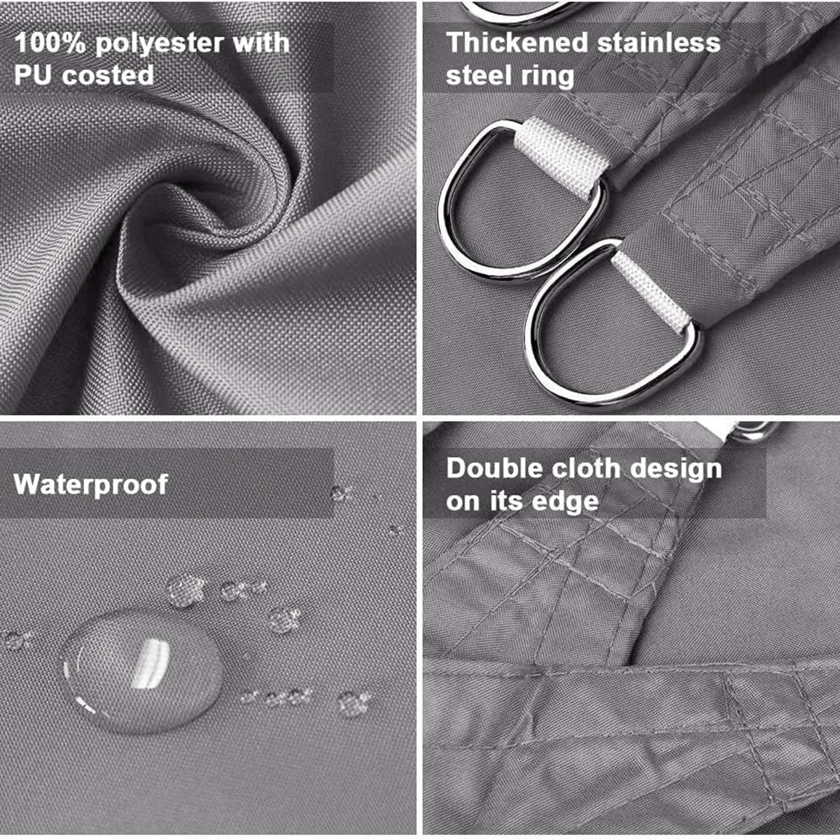 Sehr großes Sonnensegel 5x7m Sonnenschutz Set inkl Befestigungsseile Grau Rechteckig Wasserabweisend Polyester Imprägniert 95% UV Schutz Windschutz