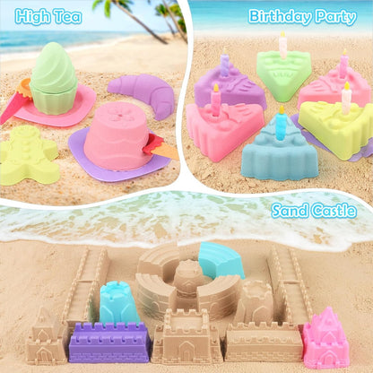 Sandspielzeug 49tlg Set Eisformen faltbare Eimer Schaufeln Netzbeutel für Kinder