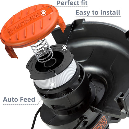 Rasentrimmer Spule kompatibel mit Black Decker Rasentrimmer A6481 A6485 Trimmer Fadenspule 1 65mm 9m Länge 8 Stück Ersatzspulen für Modelle