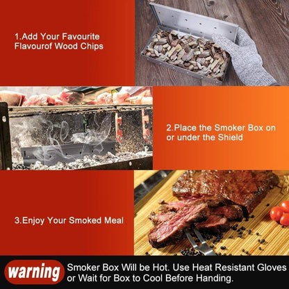 SchwabenRauch Smoker Box Edelstahl Räucherbox Grillzubehör für Gasgrill Elektrogrill Holzkohlegrills Kugelgrill Langlebig Einfach zu Reinigen