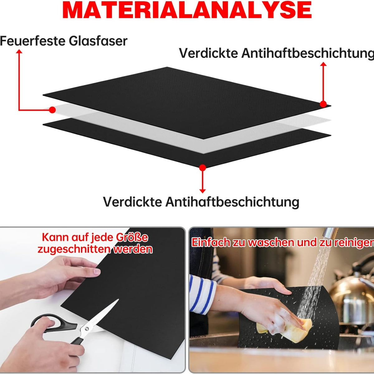 XL Grillmatte für Gasgrill und Holzkohle Grill 4er Set 50x40cm Antihaft Teflon Grillmatten Backpapier Wiederverwendbar für Elektro Grill PFOA-Frei