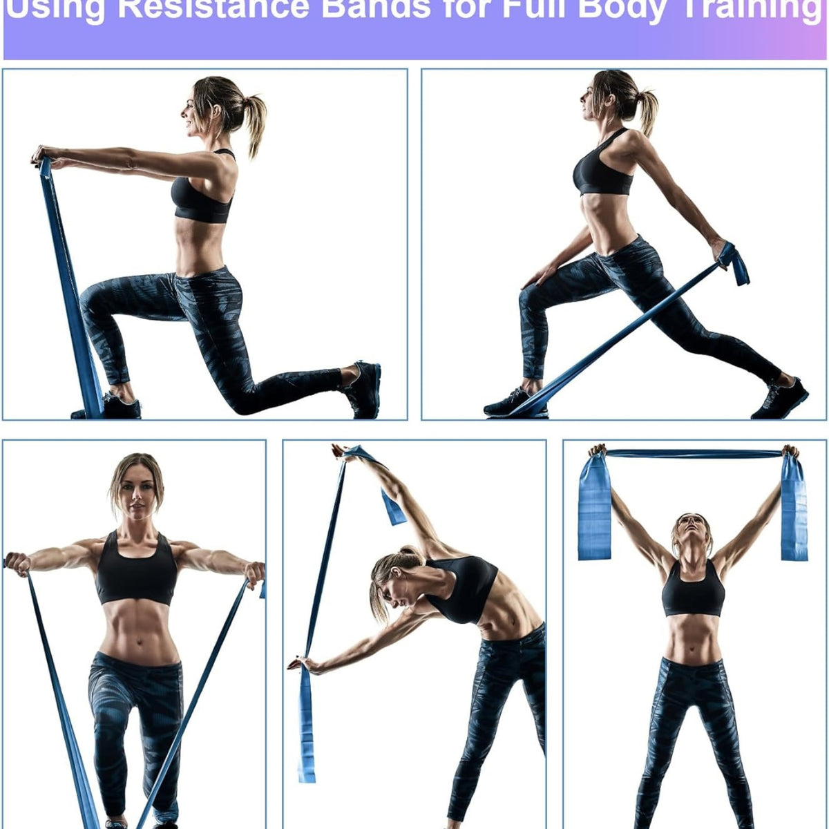 Widerstandsbänder Set 2m 4 Stufen Fitnessbänder für Yoga Pilates Muskelaufbau