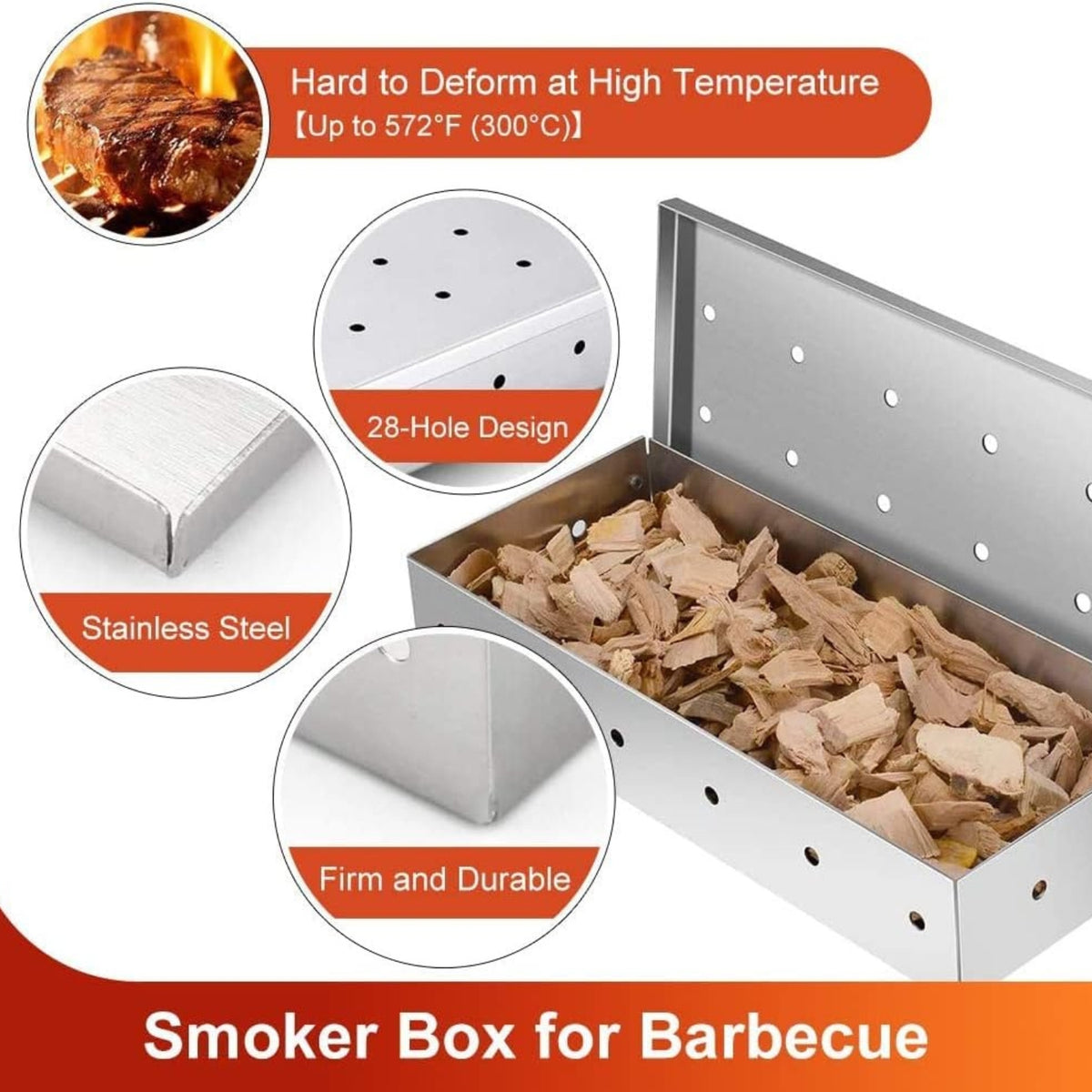 Edelstahl Räucherbox Smokerbox Grillzubehör für Gasgrill BBQ Aromen