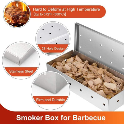 Edelstahl Räucherbox Smokerbox Grillzubehör für Gasgrill BBQ Aromen