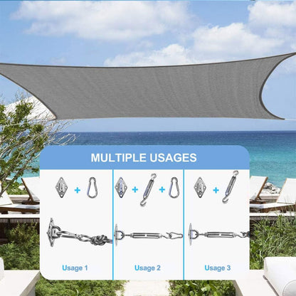 Sonnensegel Set Sonnenschutz 3x4m Rechteckig Wasserdicht Außenbereich
