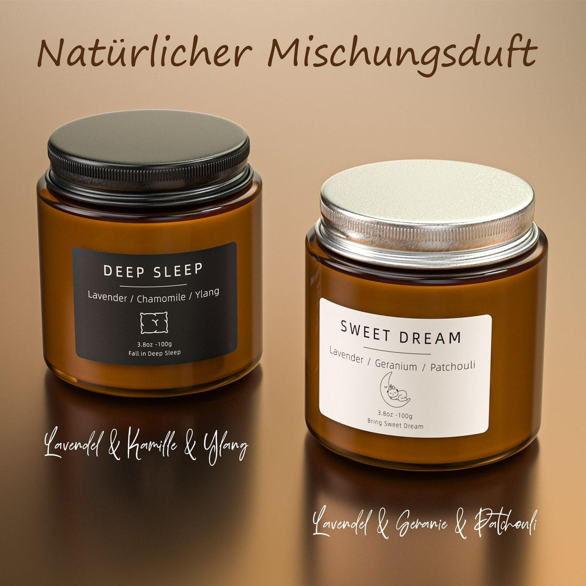 3 Premium Duftkerzen im Glas Schlafkerzen Geschenke für Frauen Duftkerzen