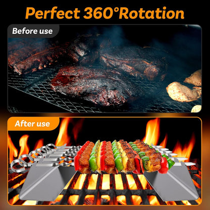 Schaschlikspieße Edelstahl Lange Grill Spieße mit Halterung Grillzubehör 6 Pack