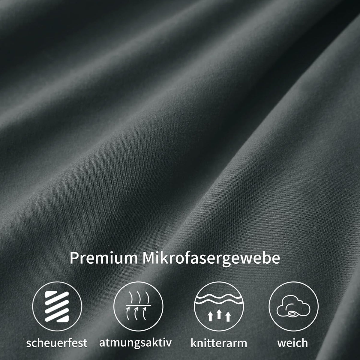 Kissenbezug 40x80 2er Set Grau Kopfkissenbezug Mikrofaser Reißverschluss