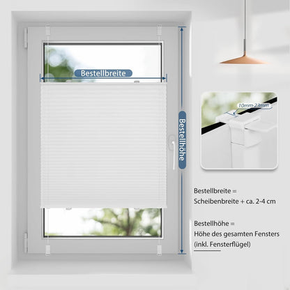 Plissee ohne Bohren 120x120cm Weiß Klemmfix Rollos ohne Bohren Verdunkelung
