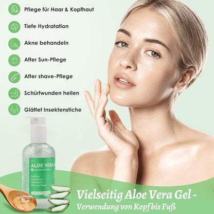 Aloe Vera Gel 280ml Creme Natürlich Beruhigend Feuchtigkeitspflege für Haut Haar