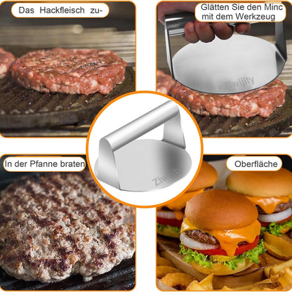 Burger Smasher Edelstahl 14cm Smash Burgerpresse für perfekte Hamburger