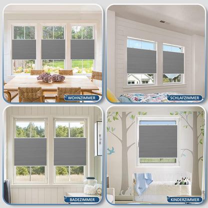 Rollos für Fenster ohne Bohren Klemmrollos Plissee Sonnen Sichtschutz 85x130cm