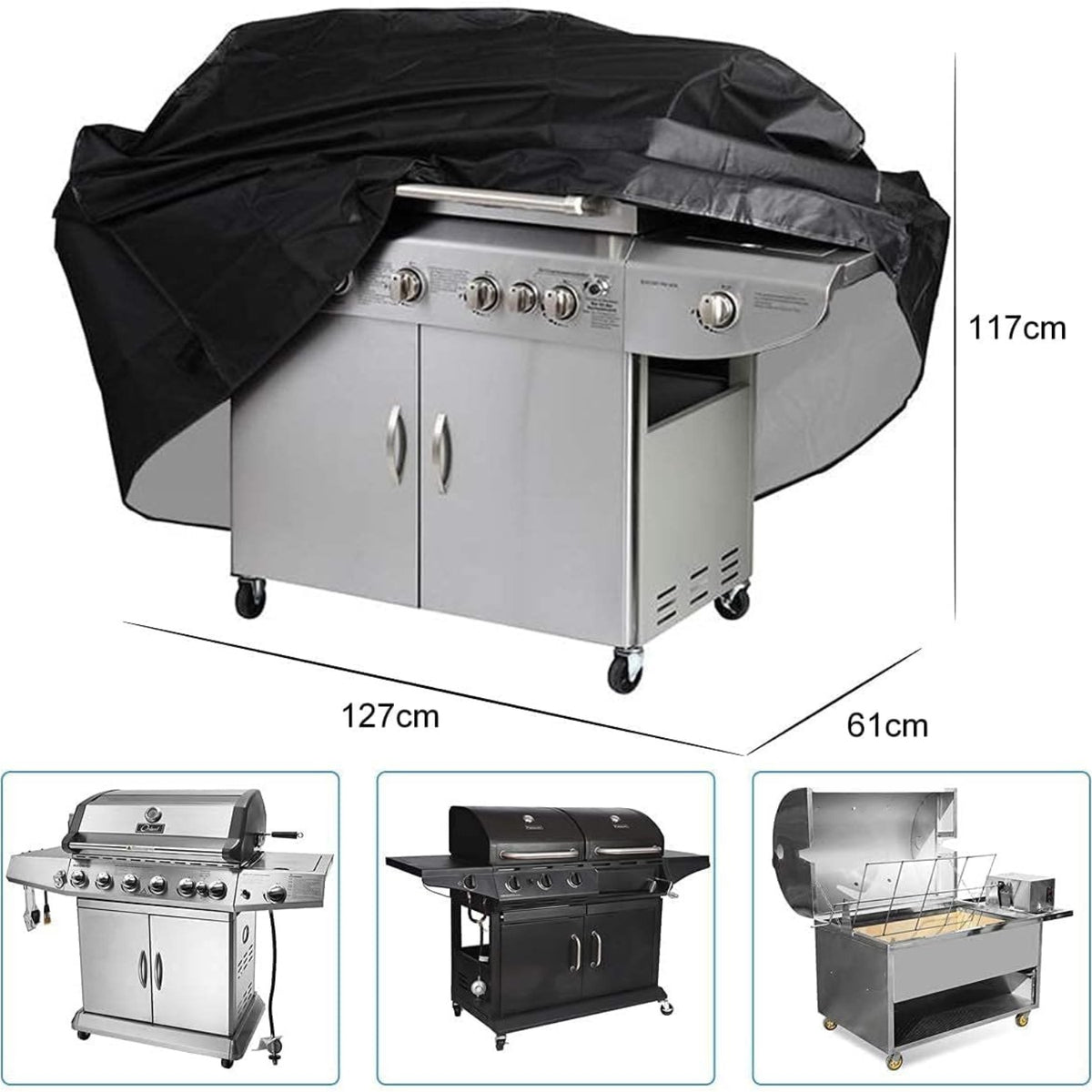 Abdeckplane Wasserdicht Grillabdeckung Wetterfest 420D Oxford 127x61x117cm UV